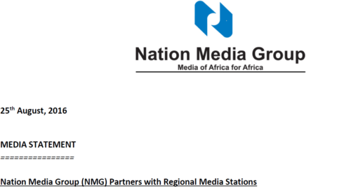 Nation Media Group (NMG) Partners with Regional Media Stations